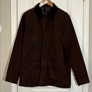 Lands End Mens Barn Chore Coat Jacket Sz XL Brown Corduroy Collar Outdoor Ranch